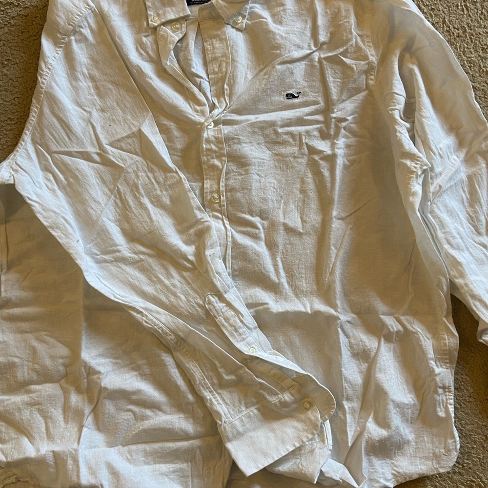 Vineyard vines white linen long sleeve shirt
